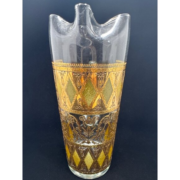 Vintage West Virginia Glass Co Rainier Martini Pitcher Diamond Gold Pattern - Picture 3 of 9